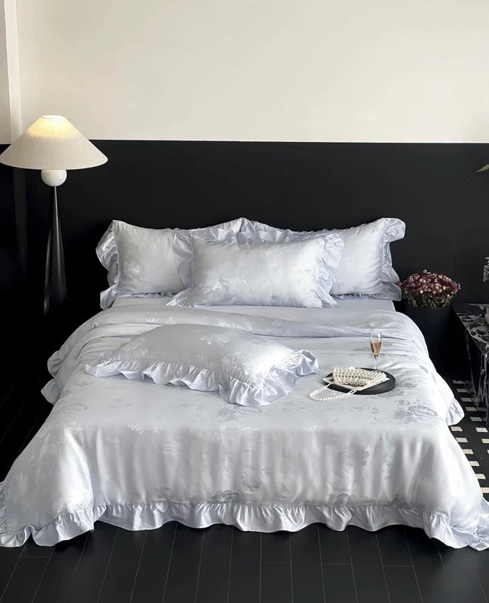 Ice Blue Jacquard Bedding Set